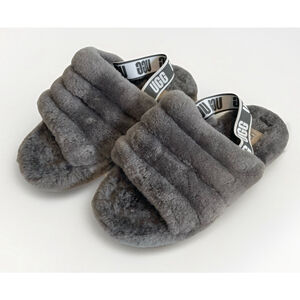 UGG Australia Fluff Yeah Women's Slide Slipper, Size 6 - Charcoal